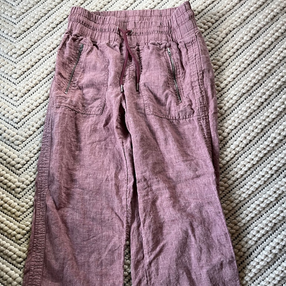 Athleta Cabo linen wide leg pants - rose pink